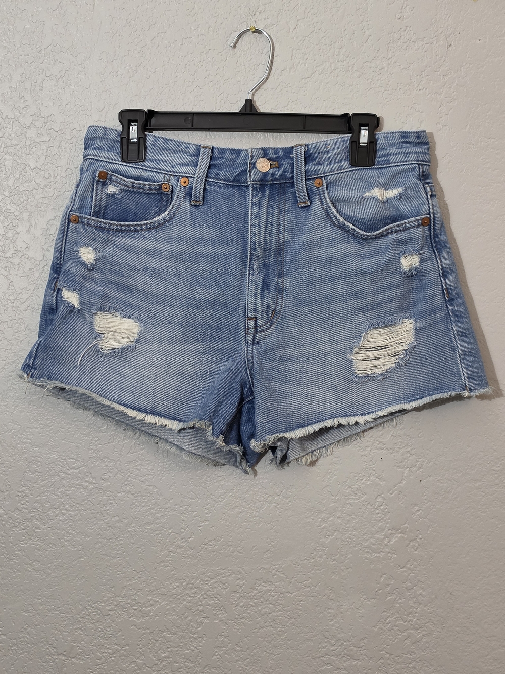 Madewell Relaxed Denim Shorts Distressed Light Wash High-Rise Womens 27